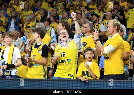 ALBA fans [supporters], fan block, with light-up wristbands nordphoto ...
