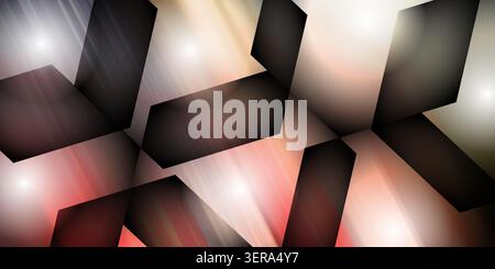 An abstract background design featuring dark geometric forms set against a vibrant, multi-colored gradient with bright, soft light flares. Stock Photo