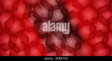 A modern abstract background featuring a repeating hexagonal pattern with soft light rays and a vibrant red and dark gradient color scheme. Stock Photo