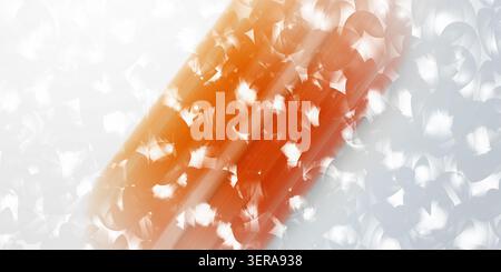 An abstract image featuring a prominent diagonal band of vibrant orange streaks set against a background of soft, light-colored circular textures. Stock Photo