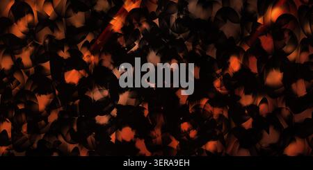 A dark, moody abstract background filled with overlapping circular shapes and soft, glowing orange highlights, creating a sense of depth and mystery. Stock Photo