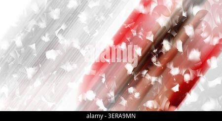 A dynamic abstract image featuring bold red diagonal light streaks contrasted with white bokeh-like circular patterns on a textured background. Stock Photo