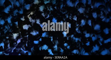 An abstract digital art composition featuring a dense pattern of dark, overlapping circular shapes with cool blue light accents. Stock Photo