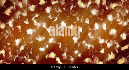 A warm, radiant abstract background featuring overlapping circular shapes in glowing shades of gold, bronze, and copper, creating a metallic effect. Stock Photo