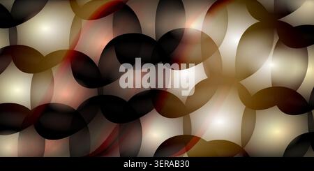 An abstract composition of overlapping circular forms with warm, golden-brown tones and soft light flares, creating an elegant and fluid aesthetic. Stock Photo