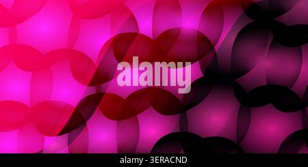 Dynamic abstract background with overlapping translucent circles transitioning from bright neon pink to dark red and black. Stock Photo