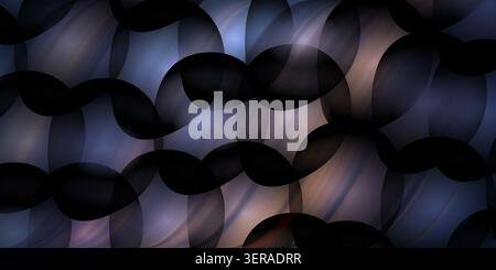 An abstract digital artwork showcasing overlapping circles with a cool color palette, featuring shades of blue, purple, and black, with subtle streaks Stock Photo