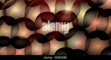 An abstract digital art background featuring a pattern of overlapping circular shapes with a metallic, textured gradient in shades of copper, gold, an Stock Photo