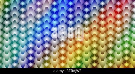 A seamless digital background featuring a repeating pattern of stylized, organic, interlocking shapes with a vibrant rainbow spectrum gradient. Stock Photo