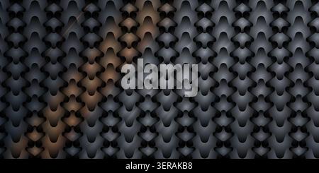 A seamless abstract background featuring a repeating pattern of organic, interlocking shapes with dark grey, charcoal, and subtle metallic gradients. Stock Photo