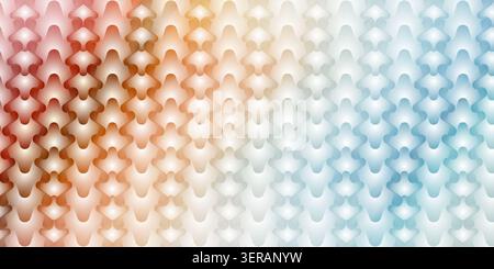 A vibrant abstract background showcasing a repeating 3D pattern that transitions smoothly from warm orange tones on the left to cool blue tones on the Stock Photo