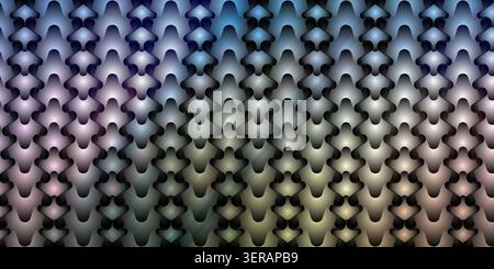 A repeating 3D geometric pattern featuring interlocking shapes with smooth gradients, transitioning through blue, purple, and soft golden hues. Stock Photo