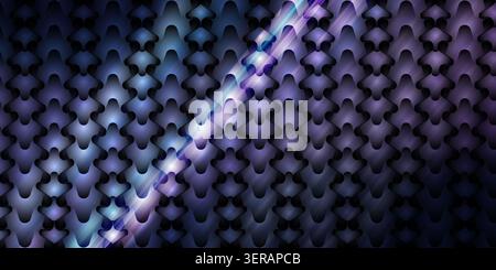 A dark, repeating 3D geometric pattern with a deep blue and purple color palette, highlighted by a bright diagonal light flare. Stock Photo