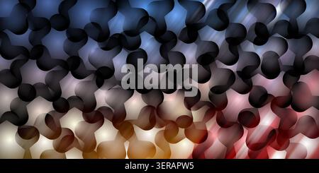 An abstract background featuring a pattern of overlapping, rounded organic shapes with a gradient transition from deep blue to warm red tones. Stock Photo