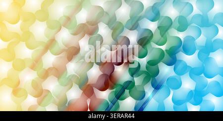 A colorful abstract background featuring a repeating pattern of organic shapes with a vibrant gradient transition from yellow to green and blue. Stock Photo