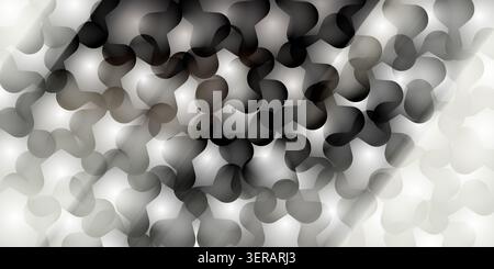 A sophisticated monochrome abstract background featuring a repeating pattern of dark, rounded shapes with soft light gradients and subtle streaks. Stock Photo