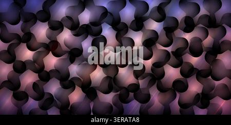 A digital abstract background featuring a repeating pattern of dark, overlapping rounded shapes with a soft purple and blue gradient light effect. Stock Photo