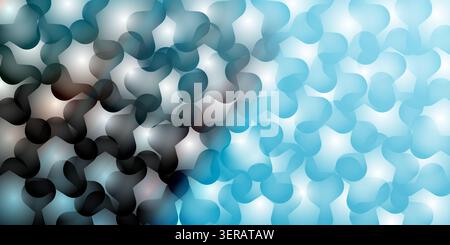 A modern abstract background featuring a pattern of overlapping, rounded, organic shapes with a gradient transition from deep black to bright blue. Stock Photo