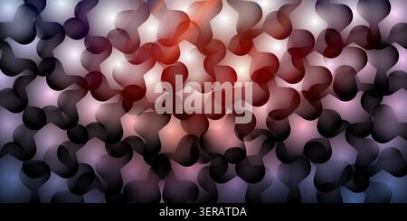 A digital abstract background featuring a repeating pattern of overlapping organic, rounded shapes with a soft, glowing light effect in red and purple Stock Photo