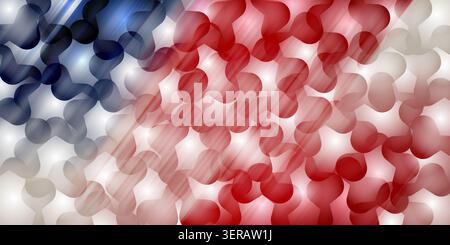 An abstract background featuring a repeating pattern of soft, organic shapes colored in red, white, and blue, reminiscent of a stylized flag design. Stock Photo