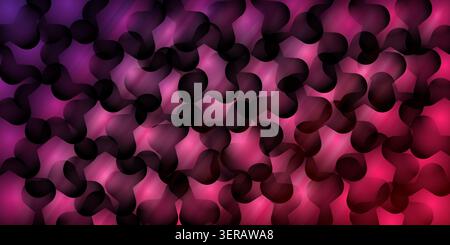 Abstract background featuring a pattern of dark, overlapping rounded shapes set against a vibrant pink and purple glowing gradient. Stock Photo