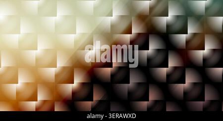 An abstract background featuring a grid of square tiles with a diagonal color split, transitioning from light beige and white to dark brown and black. Stock Photo