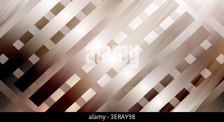 Abstract background featuring diagonal metallic stripes in shades of brown and beige with soft light flares, creating a modern and elegant texture. Stock Photo