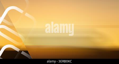 Abstract background with a golden sunset color palette, horizontal motion blur, and semi-transparent white rounded square shapes on the left. Stock Photo