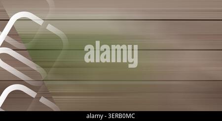 A textured wooden surface background with a soft horizontal blur effect, featuring translucent white rounded square frames layered on the left side. Stock Photo