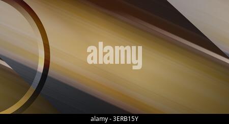 A dynamic abstract background featuring diagonal motion blur lines in shades of brown and gold, accented by elegant, overlapping circular geometric sh Stock Photo