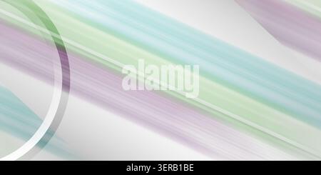 Abstract background featuring soft pastel diagonal motion blur lines in green, blue, and purple, accented by a white circular arc on the left side. Stock Photo
