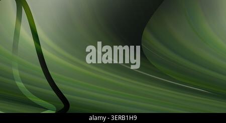 An abstract digital art background featuring smooth, flowing green curves and lines creating a sense of motion and depth. Stock Photo