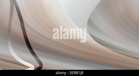 A smooth, abstract digital art background featuring elegant, flowing curves and soft gradients in shades of beige, cream, and muted grey. Stock Photo
