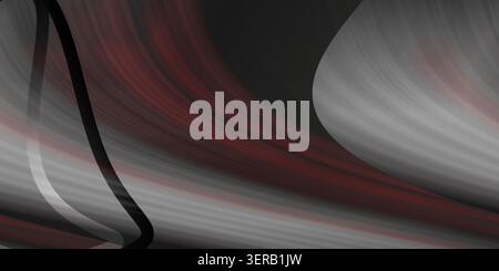 An abstract digital art background featuring smooth, flowing curved lines in shades of red, grey, and black, creating a sense of motion and depth. Stock Photo