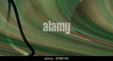A smooth, abstract background featuring flowing green and earthy brown wave patterns with a dark, curved line accentuating the sense of motion. Stock Photo