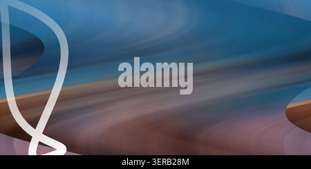 An abstract background design featuring deep blue and warm brown flowing waves, highlighted by a sleek white curved line across the composition. Stock Photo