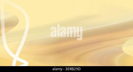 An abstract background featuring smooth, flowing waves in shades of yellow and gold, with a prominent white curved line on the left side. Stock Photo