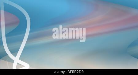 An abstract digital art background featuring soft, flowing blue and pink waves with elegant, curving white lines, creating a sense of movement and cal Stock Photo