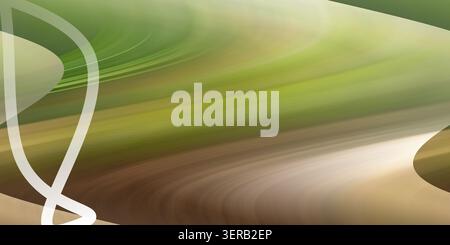 An abstract background with flowing waves in shades of green and brown, featuring a white curved line overlay on the left side. Stock Photo