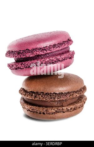 Two brown and pink cakes isolated on white background Stock Photo
