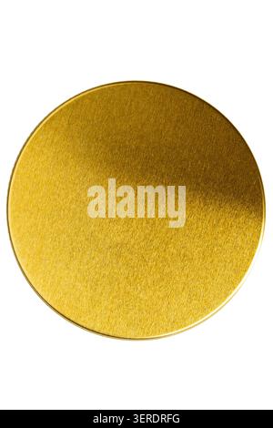 Aluminum golden round jar lid isolated on white background Stock Photo