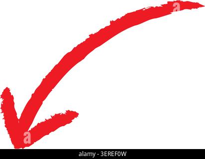 Stylized icon of a red wavy arrow curving downward. Vector illustration of a smooth, inclined curve. Stock Vector