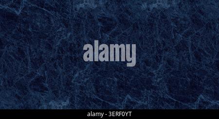 Dark blue marble wide texture. Navy color gloomy grunge fine textured widescreen backdrop. Dramatic indigo abstract background Stock Photo