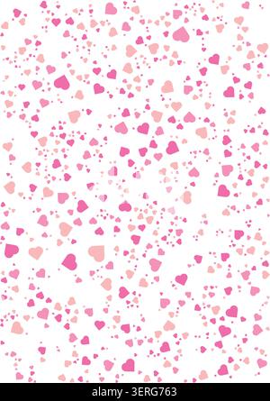 Decorative pink heart confetti background vector illustration featuring scattered romantic elements and soft pastel colors Stock Vector
