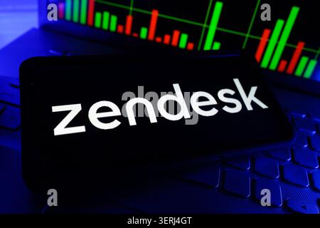 Zendesk Customer Service Software Company Providing Cloud Based Support And Customer Experience Solutions Stock Market Performance Chart With Corporat Stock Photo