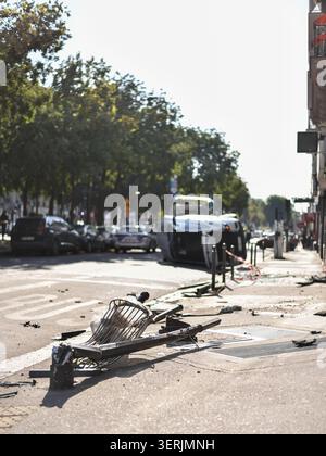 Car Crash Site in Paris, France Stock Photo