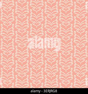 Coral Peach Vertical Leaf Vine Pattern Stock Vector