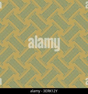 Teal Mustard Textured Diagonal Geometric Pattern Stock Vector