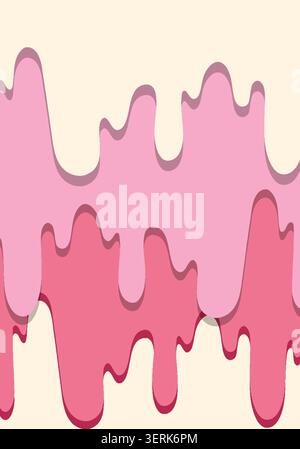 Layered pink and red liquid drips create a stylized melting ice cream effect vector illustration Stock Vector