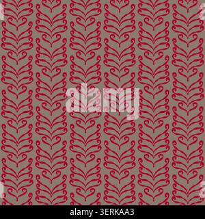 Red Taupe Vertical Leaf Vine Pattern Stock Vector